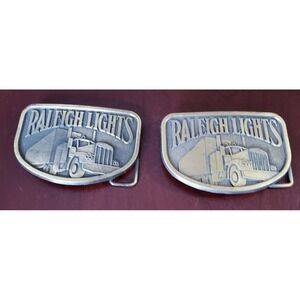 Lot of Two (2) Brass Raleigh Lights Long Haul Semi Trucking Brass Belt buckles